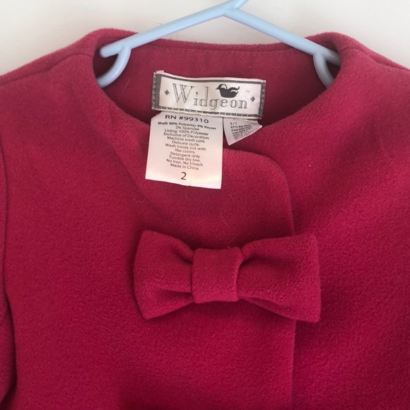 Beautiful dark pink bow button dress coat - Picture 3 of 7